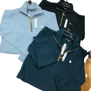 Demi-fermeture éclair col montant hiver sweat pull hommes 100% coton polaire Premium avant Logo athlétique - Product Image 6