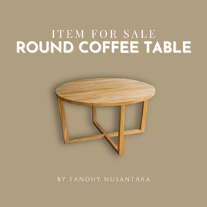 Mesa de Centro Redonda de Madera de Teca, Muebles Minimalistas para Sala de Estar Interior, Madera Natural Ecológica - Product Image 5