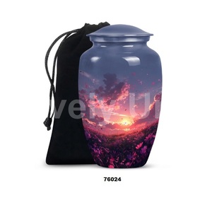 Urna para adultos de cremación de aluminio de mariposa grande hermosa para cenizas humanas, urna funeraria de tamaño completo con bolsa de terciopelo gratis - Product Image 1