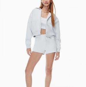 Sweat à capuche zippé pour femmes Crop Top Fleece Cotton Double-Layer Hood OEM Custom Logo Women's Hoodies - Product Image 3