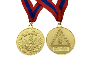 Venta Directa de Fábrica, Medalla Personalizada para Eventos, Bañada en Oro, con Cinta Roja y Blanca, Temática Deportiva, Regalo Promocional - Product Image 2