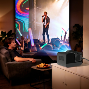 Proyector de Karaoke HD Tres en Uno HT36 PRO Premium al por Mayor, 2K LCD, Micrófono Dual, Cine en Casa Portátil, Sistema Android - Product Image 2