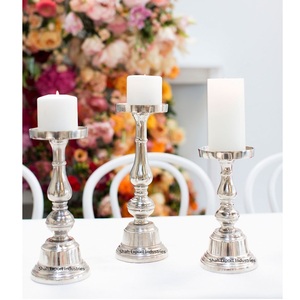 Bougeoir pilier en aluminium nickelé pour salon et pilier de bougie de table fait à la main décoratif de Noël - Product Image 3