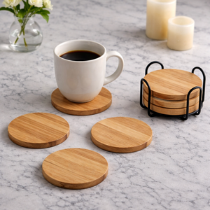 Support à sous-verres en métal doré, ensemble de sous-verres en métal, ensemble de sous-verres de luxe, ensemble de sous-verres modernes, sous-verres décoratifs pour table, sous-verres en bois de qualité supérieure - Product Image 3