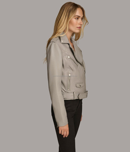 Bomber de cuero genuino de alta calidad para mujer/chaqueta de Moto de lona de punto transpirable prendas de vestir exteriores cómodas para mujer - Product Image 4