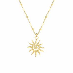 LUCKYJIU Joyeros personalizados Impermeable Sin deslustre Hipoalergénico Acero inoxidable 18K Chapado en oro Espiral Sol Colgante Collar - Product Image 1