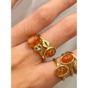 Anillo de Piedra Solar con Baño de Oro de 18K, Joyería Bohemia de Lujo, Regalo para Mujer, Compromiso, Boda, Aniversario, Fiesta, Cumpleaños - Product Image 2