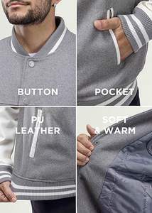 Varsity Jacket Men - High School Letterman Bomber Style Fleece Chaquetas de béisbol para hombres - Product Image 5