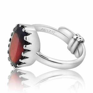 NOVAMART Fine Certified Natural Hessonite Garnet (Gomed) 3.25 12.25 Ratti <b>Ring</b> <b>Adjustable</b> <b>Silver</b>(925) Crown Setting Fine Astrolo - Product Image 1