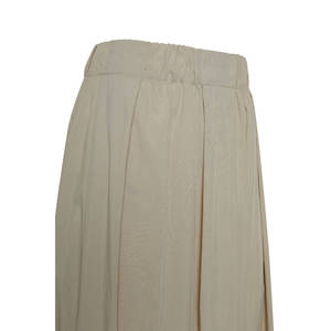 Beige A-Line Flared Chiffon Skirt with <b>Elastic</b> Waist and <b>Lace</b> Details - Product Image 2