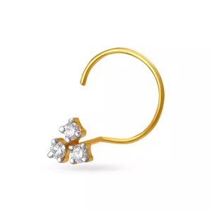 18k Or Jaune Certifié Lab Grown Diamant Enchanteur Nez Pin Floral Design Fine Piercing Bijoux Pour Femmes - Product Image 1