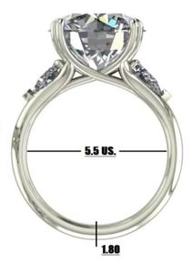 แหวนหมั้นเพชรเพาะเลี้ยงทรงกลมบริลเลียนท์ 5 กะรัต รุ่น OEM 950 Platinum พร้อมเพชรทรงลูกแพร์ 0.60-0.70 กะรัต รวมน้ำหนักเพชร IGI Certified แหวนสั่งทำพิเศษ - Product Image 4