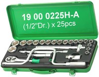 ITA Tools – Jeu de douilles à cliquet 1/2 po, 25 pièces, en acier CV, finition mate, avec mallette de transport, OEM Speeder et cliquet