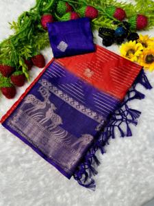 Hermosos Saris de Seda Pura de Mysore para Mujer con Pallu Tradicional y Patrón de Tejido Completo, Hechos en India - Product Image 3