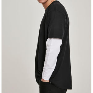 Camisa de manga larga de color sólido para hombre, camisa de doble capa de manga larga en blanco, ropa informal ajustada de compresión, camisa para hombre - Product Image 2