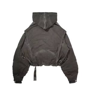 Sudadera con capucha de gran tamaño desgastada Vintage para hombre, Sudadera de felpa francesa de algodón 100%, ropa de calle, bordado transpirable lavado - Product Image 2