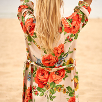 Kaftan en mousseline de soie à fleurs, édition limitée, doux et crémeux, élégant pour femme, vêtement d'été, tissus de haute qualité, décontracté, teinture unie