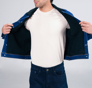 เสื้อแจ็คเก็ตกันลมสำหรับผู้ชายผ้าฟลีซผ้าใบผ้ายีนส์ซักได้ด้านหน้าปักแบบวินเทจปรับแต่งได้ - Product Image 6