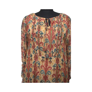 Vestido modesto de verano con cuello redondo para mujer, caftán con estampado de ondas de sauce y cintura Natural para adultos con gasa con borlas de encaje - Product Image 1