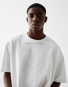 Nueva llegada de los hombres 100% algodón de gran tamaño de peso pesado camisetas de alta calidad personalizable diseño lavable camiseta - Product Image 4