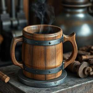 แก้วมักใส่เบียร์ทำจากไม้อะคาเซียหรือมะม่วงโบราณแก้วกาแฟ - Product Image 2