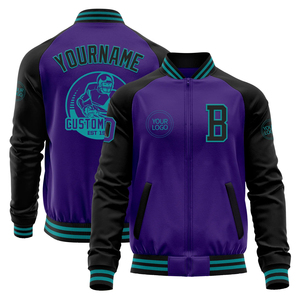 Custom Two-Tone Zipper College Jacket Bomber Varsity Letterman High Street Style Logotipo bordado para el invierno-Servicio OEM - Product Image 5