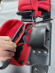 Ceinture à outils professionnelle en cuir véritable, ceinture à outils rembourrée en nylon et polyester, construction - Product Image 4