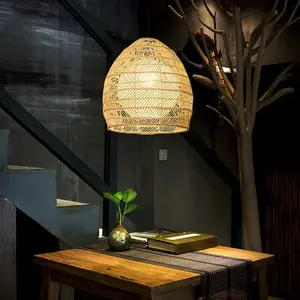 优雅手工藤条吊灯吊灯灯罩越南客厅装饰批发仿古风格