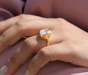 Anillo de Compromiso con Diamante Cultivado en Laboratorio de Corte Ovalado Largo de 3.00 Ct, Estilo Vintage, Solitario con Engaste de Bisel, Acabado en Rodio, Joyería de Boda para Mujer - Product Image 2