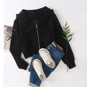 Sweat-shirt à capuche zippé pour femme, manches longues, décontracté, avec logo personnalisé brodé en chenille, pour l'automne et l'hiver - Product Image 4