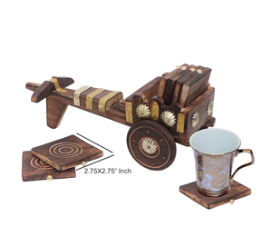 Juego de posavasos de diseño único inspirado en Bullcart de seis ideales para tazas de té, tazas de café, latas de cerveza, vasos y vasos de la India - Product Image 3