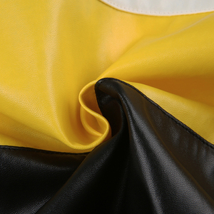 Chaqueta Corta de Invierno para Mujer, de Cuero Genuino, con Parches en Contraste de Color, con Cremallera, Tejida, Ecológica y Ligera - Product Image 5