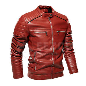 Nouvelle veste en cuir pour homme tendance, style urbain, imperméable et respirante, col montant, tissu en toile, logo sur le devant - Automne Hiver - Product Image 4