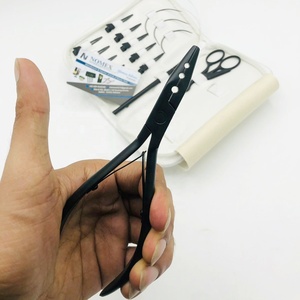 Professional Hair Extension Tools Kit Stainless Steel <b>Plier</b> with <b>small</b> Scissor and Hair Clips Matte Black Color Private Label - Product Image 3