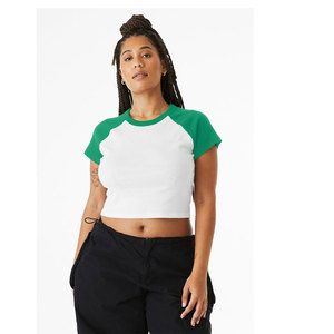 Bella + Canvas 1201 Women's Micro Rib Raglan <b>Baby</b> TeeWomen's Wholesale Clothing Crop <b>Top</b> Custom Raglan <b>Baby</b> Tee Y2k Graphic Tees - Product Image 6