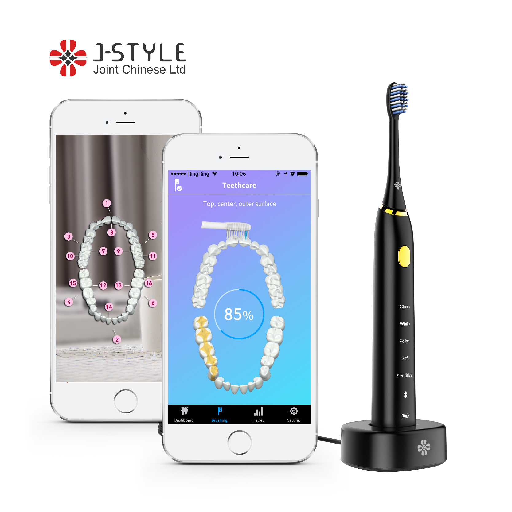 1741 Bluetooth зубная щетка с пятью режимами IP67 водонепроницаемая OEM ODM Поддержка звуковой электрической зубной щетки