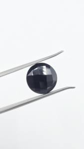 Espinela Negra Natural de 12 mm, Corte Brillante Redondo, Gema Suelta Pulida para Joyería - Product Image 4