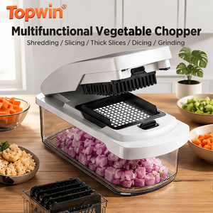 Manual <b>Vegetable</b> Chopper and <b>Slicer</b> with Storage Container, Multifunction Kitchen Food Prep Cutting Tool - Product Image 1
