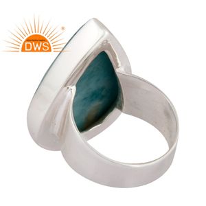 Best Selling Sterling Silver Natural Larimar Gemstone <b>Statement</b> <b>Ring</b> Custom Jewelry <b>for</b> <b>Women</b> Gift <b>for</b> Her - Product Image 3