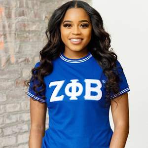 Camiseta de chenilla azul sólido 1920 Zeta Phi Beta Sorority Premium algodón suave cómodo ajuste ropa griega elegante logotipo bordado - Product Image 5