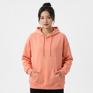 เสื้อฮู้ดแบบยูนิเซ็กซ์ทรงโอเวอร์ไซส์ สีพื้น มีกระเป๋าหน้า สไตล์ลำลอง สำหรับฤดูใบไม้ร่วง ผ้าถักเฟรนช์เทอร์รี่ แขนปกติ สีพื้น - Product Image 2