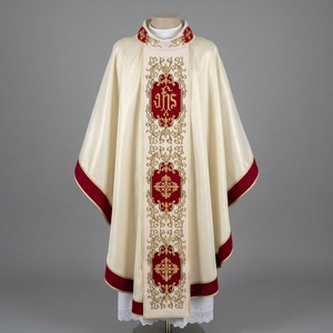 Chasuble de Prêtre Brodé, Robe de Célébrant Catholique, Vêtement Jacquard en Polyester pour Liturgie Religieuse Printemps-Été - Product Image 1