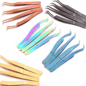 Juego de pinzas para pestañas de acero inoxidable de alta calidad, logotipo personalizado, Color, superventas, venta al por mayor, para pestañas voluminosas, Punta puntiaguda - Product Image 6