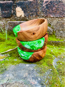 Juego de tazones de madera y ensalada de resina de diseño Vintage de ríos pequeños Acabado de resina epoxi único Técnica personalizada - Product Image 3