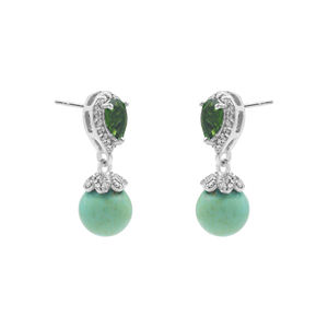 ต่างหู925ทึบสีเงินสเตอร์ลิงสีเงินธรรมชาติ6x4มม. และพลอยเทอร์ควอยซ์ขนาด8มม. เครื่องประดับต่างหูแบบห้อย - Product Image 5