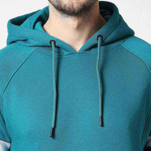 Sweat-shirt à capuche 100% coton de haute qualité pour hommes OEM couleur unie fermeture éclair cordon de serrage doublé thermique hiver vente à chaud - Product Image 5