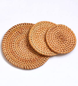 Sous-verre en osier artisanal, écologique, naturel, tissé, pour la décoration de la table de cuisine, utilisation quotidienne, fabriqué au Vietnam - Product Image 4