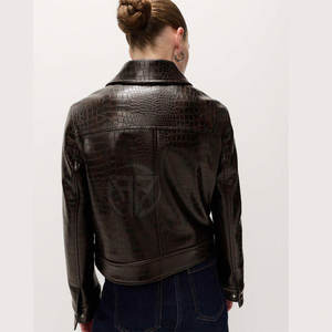 Chaqueta de Cuero con Diseño Elegante para Mujer, Tejida en Invierno, Transpirable, Ecológica, con Relieve Frontal Sólido, de Primera Calidad - Product Image 4