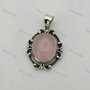 จี้โรสควอตซ์, ล็อกเก็ตเงินสเตอร์ลิง, เครื่องประดับโบโฮทำมือ - Product Image 4