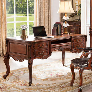 Bureau de direction moderne en forme de L avec plateau en bois massif et métal, meuble de rangement autoportant pour le bureau à domicile - Product Image 1